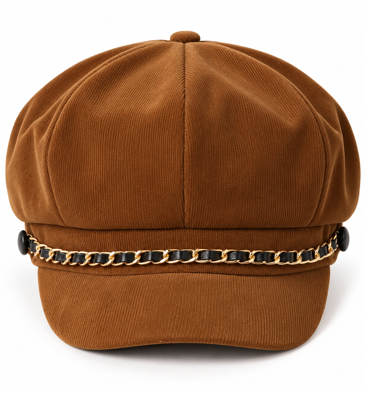 Stylish Newsboy Cap Cabbie Hat with Leather Chain