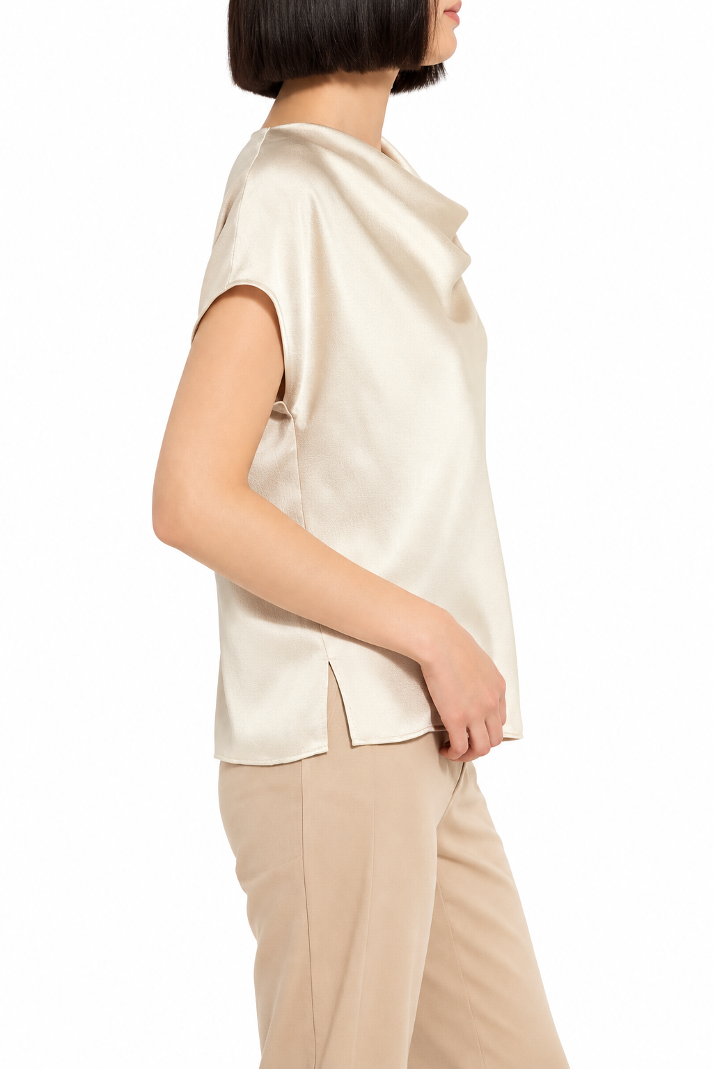 Drape Neck Sleeveless Blouse