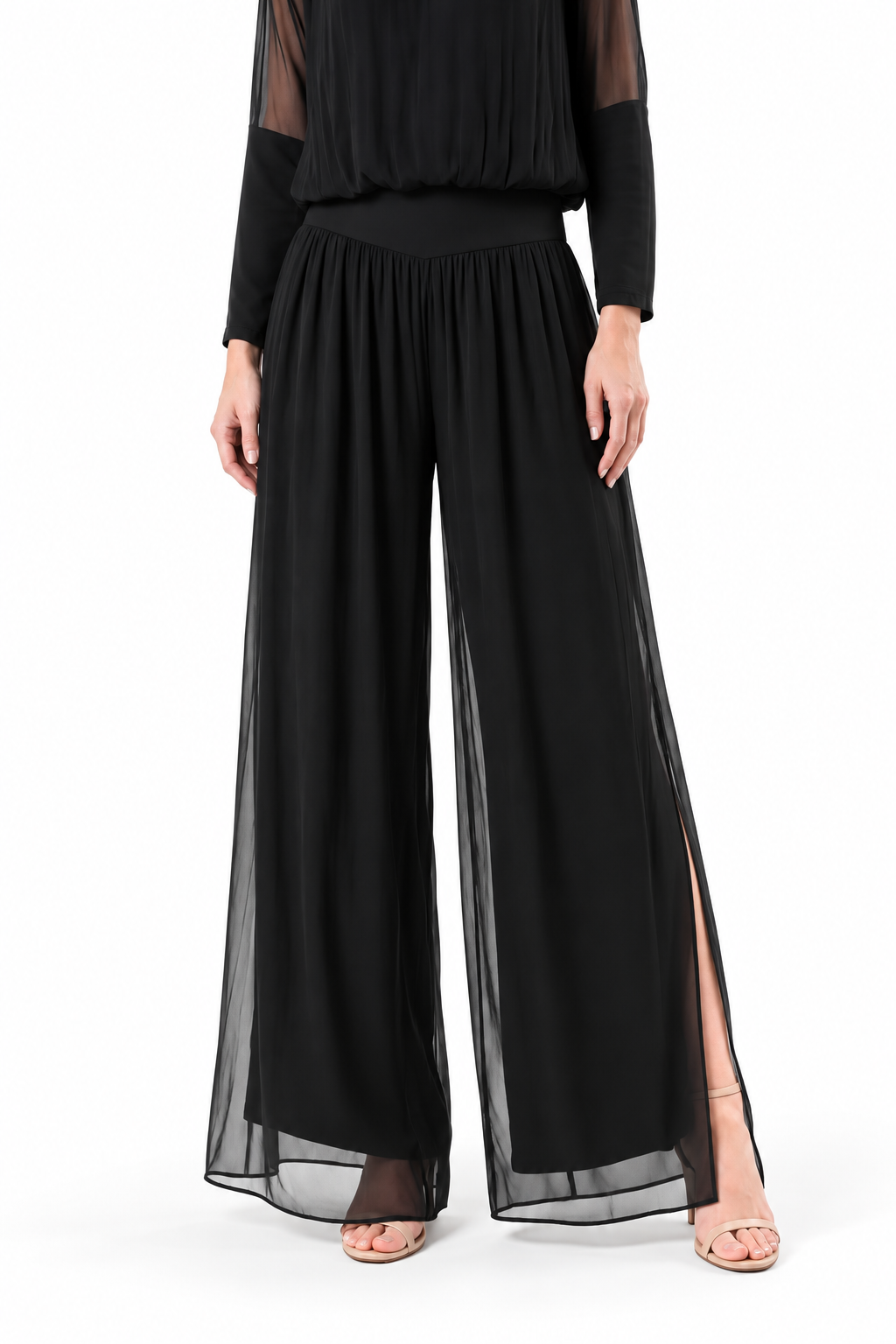 Silk Side Slit Pants