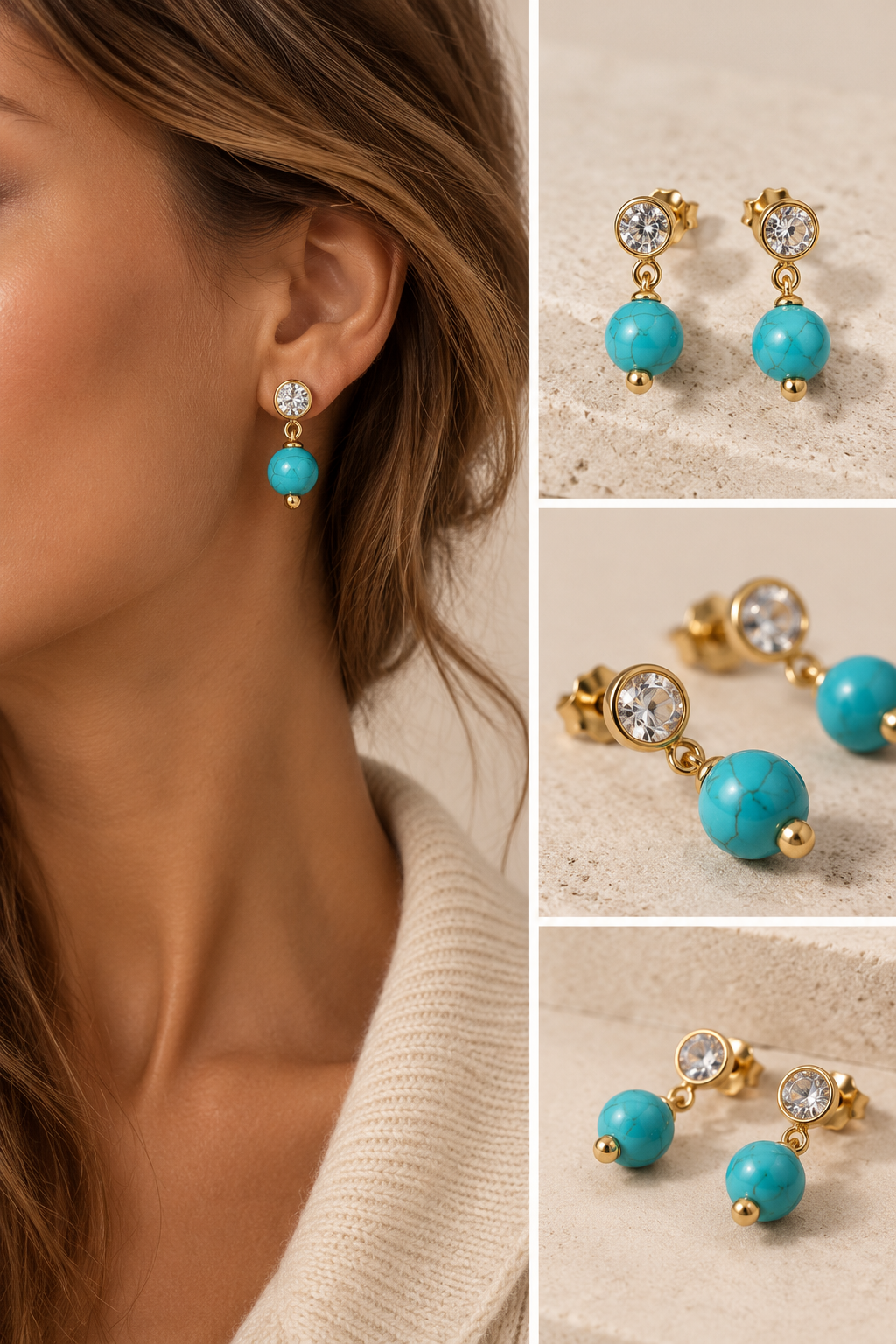 Turquoise & Crystal Drop Earrings
