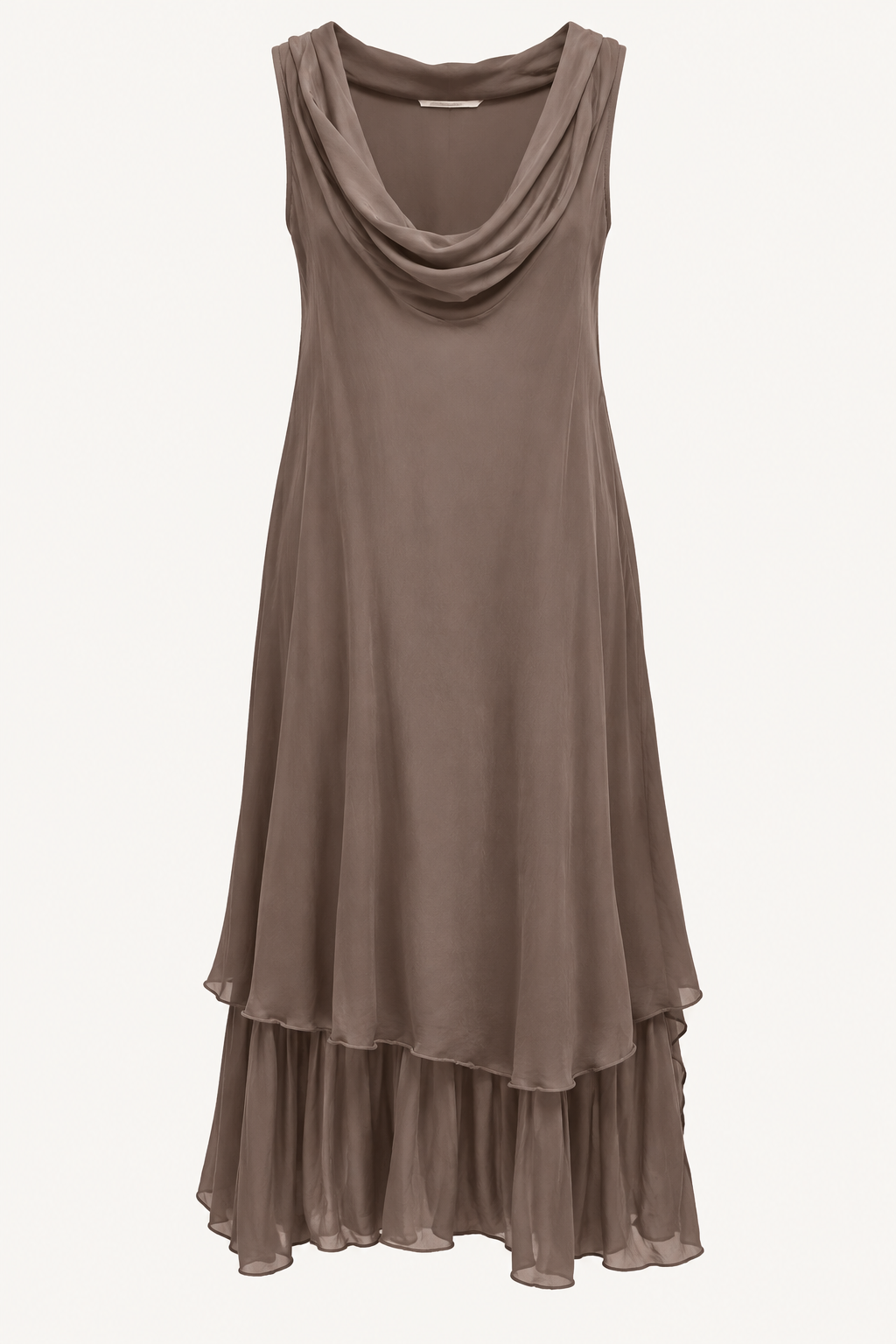 Dark Mocha Silk Cowl Neck Dress