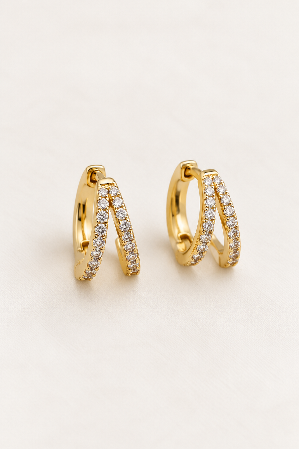 Double CZ Huggie Earrings