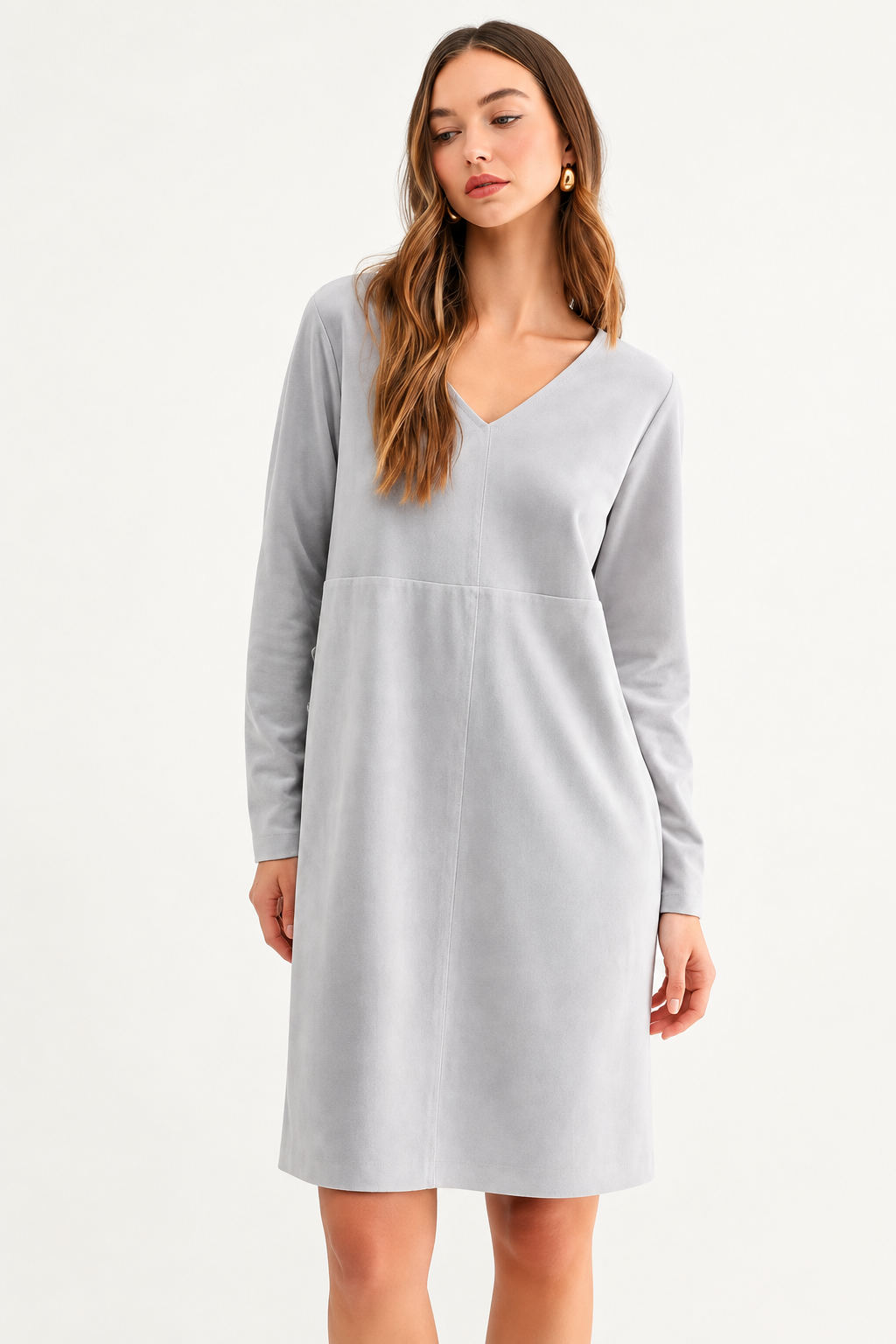 Aurora Suede V Neck with NO Pockets