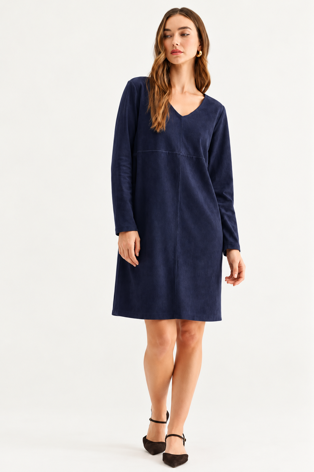 Aurora Suede V Neck with NO Pockets