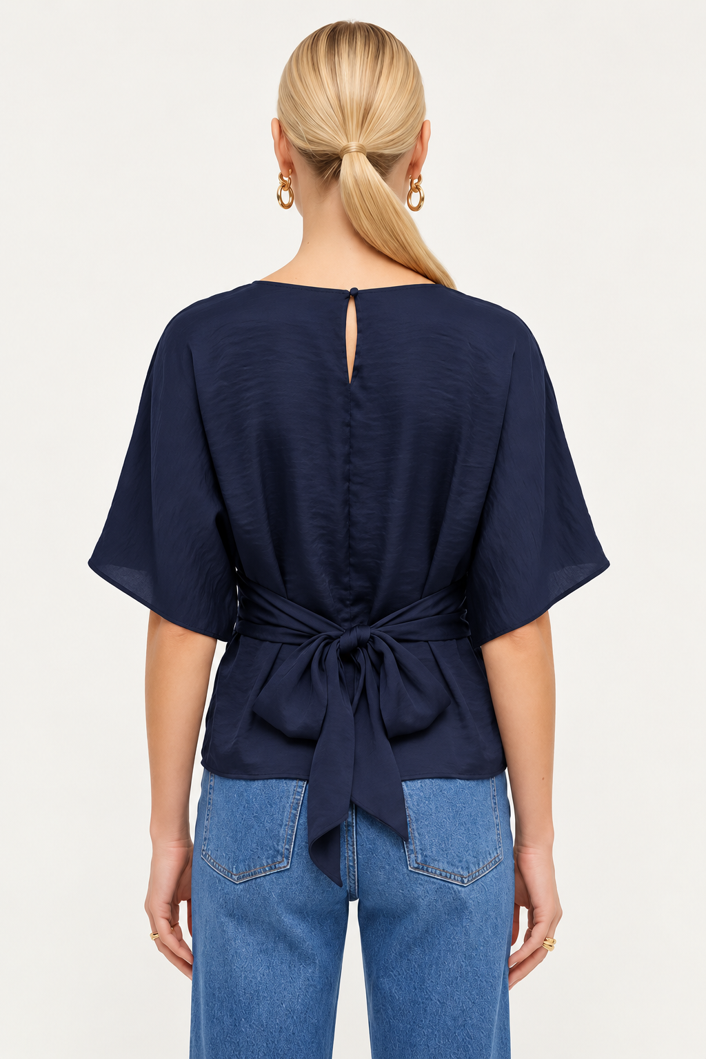 Back Tie Silky Blouse