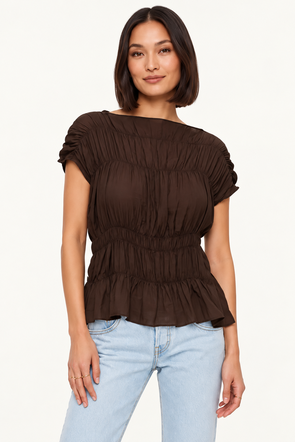 Silk Smocked Fall Blouse
