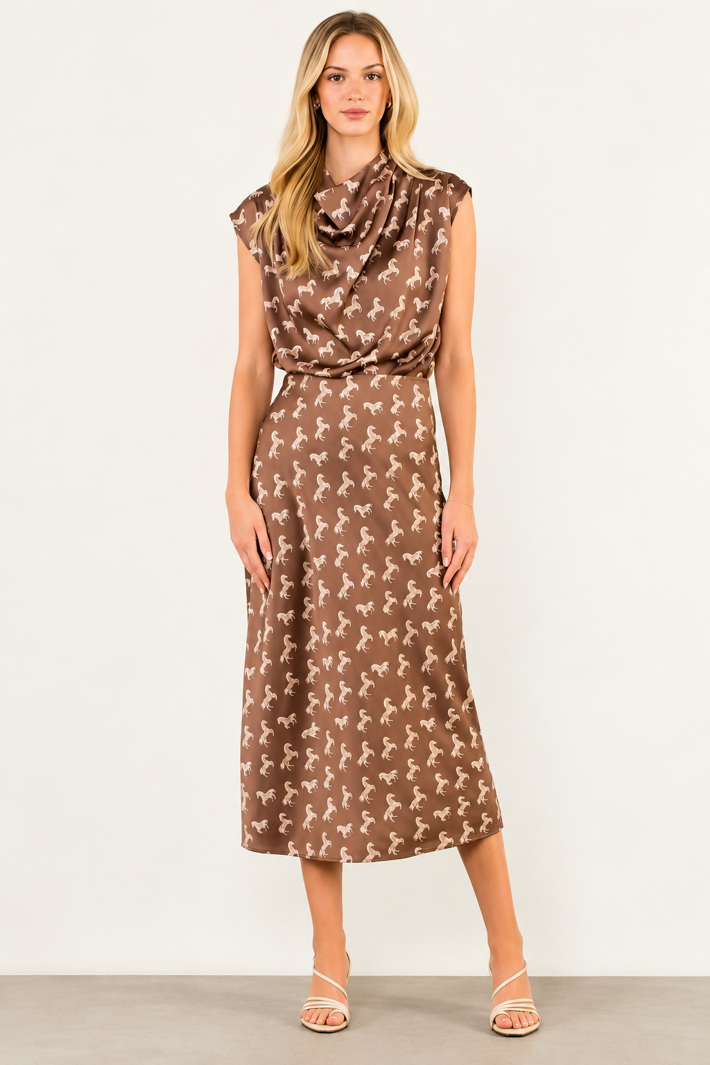 Satin High Neck Horse Top